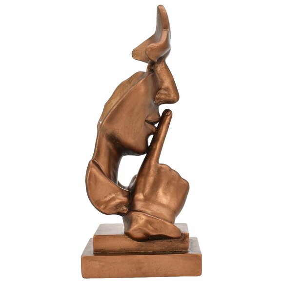 Adam & Friends Home Decor Silence Is Golden Sculpture | 1-Piece | Bronze - Picture 2 of 4